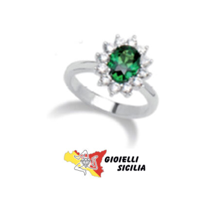 Moon - Anello argento smeraldo