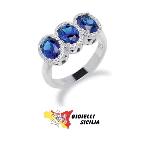 MAN40BZ Moon Argento - Anello zaffiri